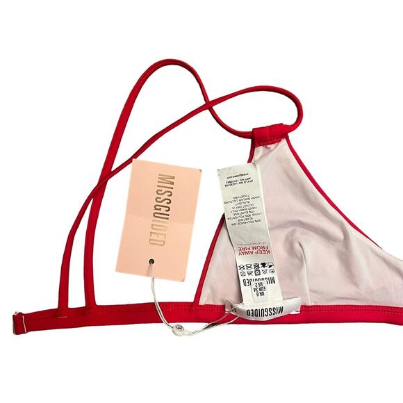 Missguided Bikini Top Red Size 2 NWT - Picture 8 of 12